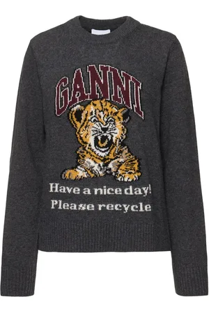 Ganni Graphic Tiger Wool Blend Sweater