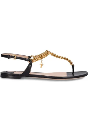 Tom Ford 10mm Zenith Leather & Chain Flat Sandals