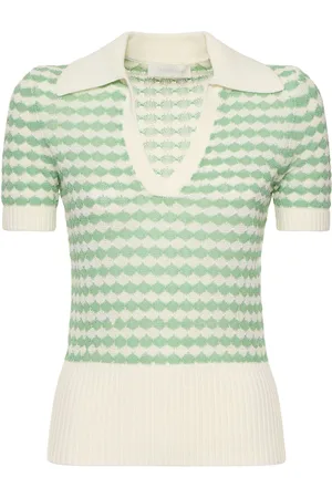 ZIMMERMANN Everley Cotton Blend Knit Polo Top