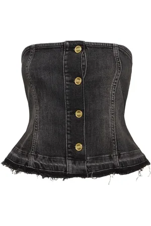 Ganni Stretch Denim Corset Top