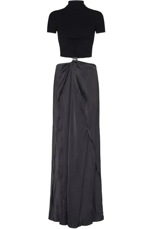Sportmax Ares Viscose Satin Cutout Long Dress