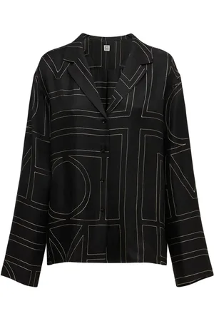 Totême Monogram Embroidered Silk Shirt