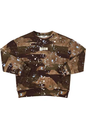 Msgm Printed Cotton Crewneck Sweatshirt