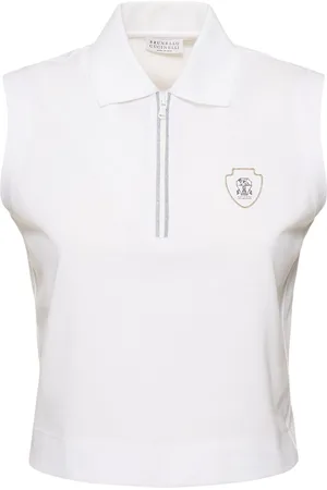 Brunello Cucinelli Stretch Cotton Piquet Polo Top