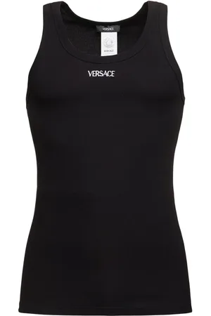 VERSACE Ribbed Cotton Blend Tank Top