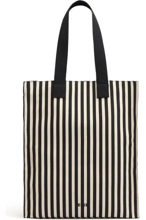 Msgm Striped Canvas Shopping Bag
