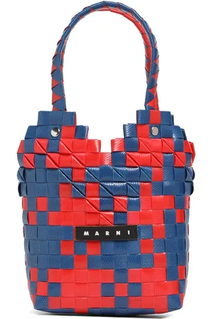 Marni Heart Top Check Woven Handbag W/ Logo