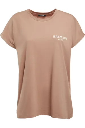 Balmain Flocked Logo Cotton Jersey T-shirt