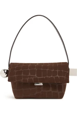 Jacquemus Le Rond Carre Croc Suede Shoulder Bag