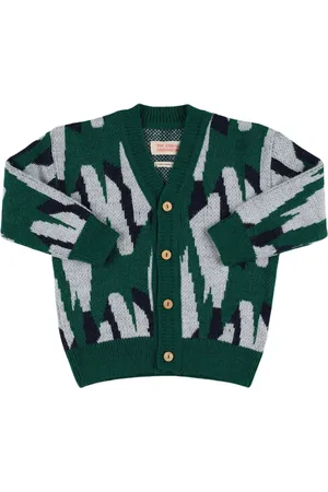 The Animals Observatory Arty Racoon Wool Blend Knit Cardigan