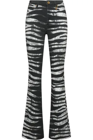 Roberto Cavalli Zebra Print Stretch Drill Straight Jeans