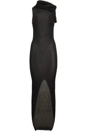 Rick Owens Banded T Light Wool Wrap Neck Dress