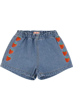 Tiny Cottons Embroidered Cotton Denim Shorts