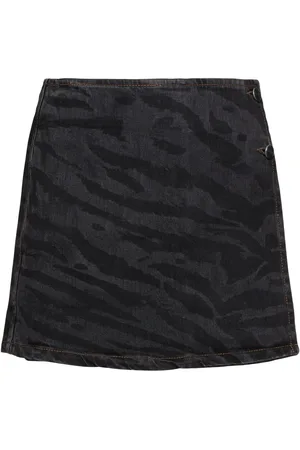 Ganni Lazer Denim Mini Wrap Skirt
