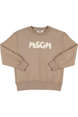 Msgm Printed Cotton Crewneck Sweatshirt