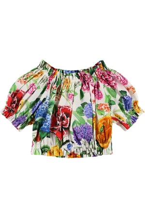 Dolce & Gabbana Flower Printed Cotton Crop Top