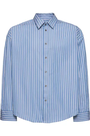 Ami Boxy Fit Striped Cotton Shirt