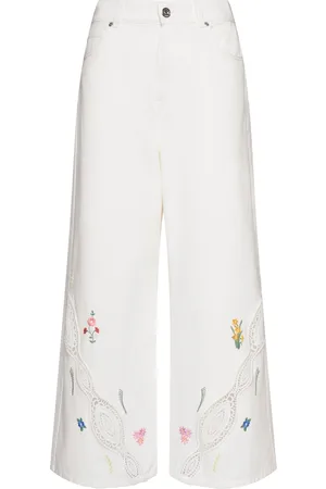 Max Mara Lord Embroidered Cotton Wide Pants