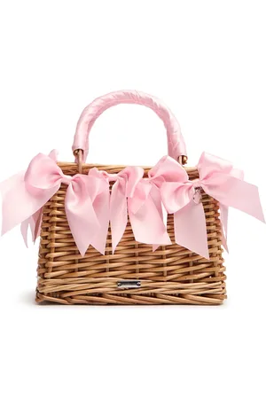 MONNALISA Woven Top Handle Bag W/ Bows