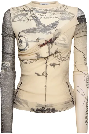 Jean Paul Gaultier Mesh Printed Double Layer Top