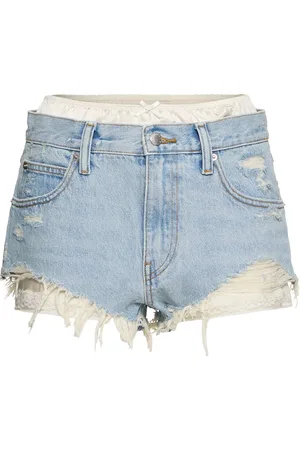 Alexander Wang Frayed Denims Short W/ Silk Boxers