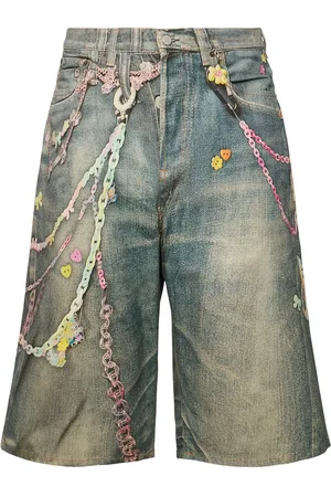 Acne Studios Judda Tlo Kawaii Keychains Denim Shorts