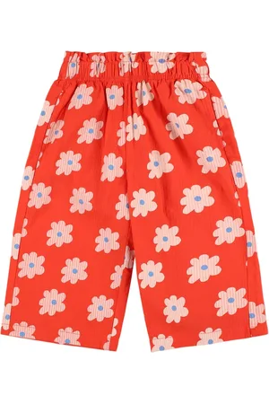 Jelly Mallow Flower Printed Cotton Wide Pants