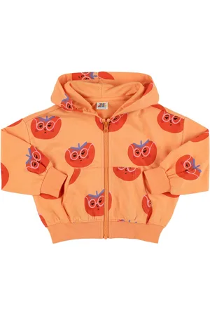 Jelly Mallow Tomato Print Cotton Zip-up Hoodie
