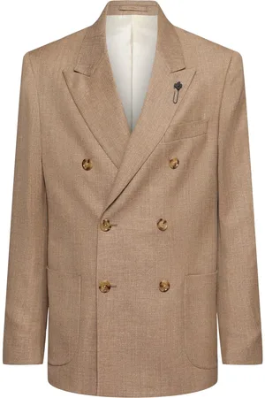 LARDINI Double Breasted Wool & Linen Blazer