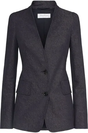 Max Mara Beatrice Denim Effect Cotton Blazer