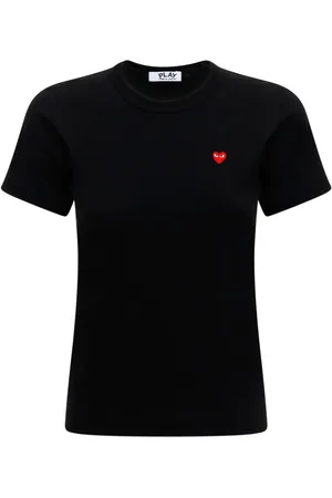 Comme des Garçons Embroidered Red Heart Cotton T-shirt