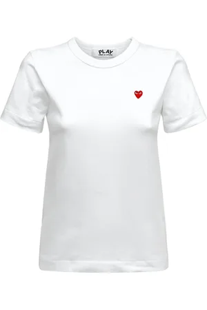 Comme des Garçons Embroidered Red Heart Cotton T-shirt