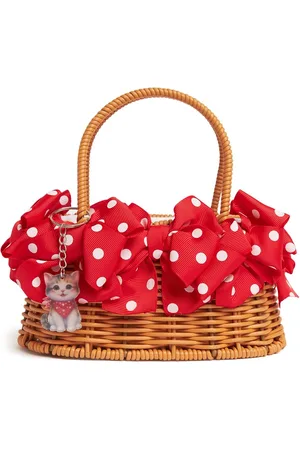 MONNALISA Woven Top Handle Bag W/ Bows