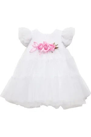 MONNALISA Glittered Tulle Dress W/ Appliqué