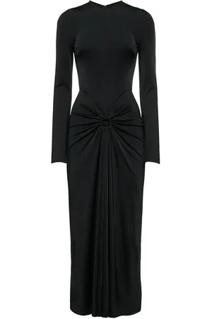 Victoria Beckham Gathered Heavy Shine Jersey Midi Dress