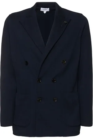 LARDINI Double Breasted Cotton Knit Blazer