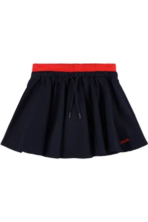 Msgm Embroidered Cotton Pleated Skirt
