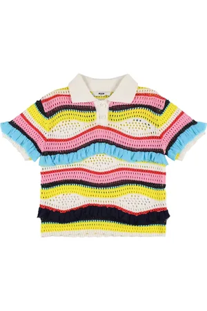 Msgm Cotton Blend Knit Polo Shirt