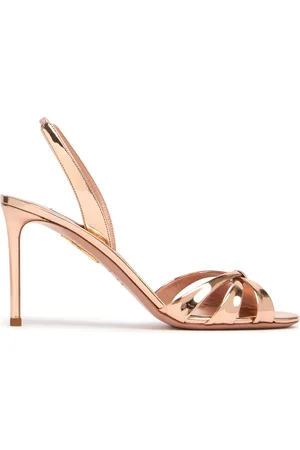 Aquazzura 85mm Tati Metallic Leather Sandals