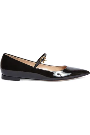Gianvito Rossi 5mm Ribbon Patent Leather Maryjane Flats