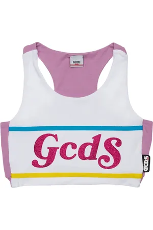 GCDS Jersey Stretch Crop Tank Top