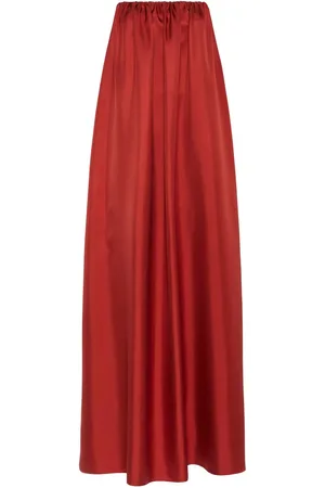Max Mara Edda Strapless Silk Twill Long Dress