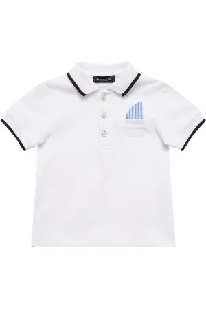 MONNALISA Embroidered Cotton Piquet Polo T-shirt