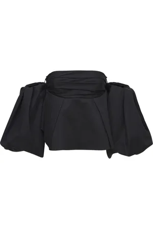 Khaite Katerina Cotton Poplin Top W/puff Sleeve