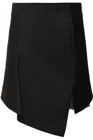 SACAI Chalk Stripe & Wool Melton Mini Skirt