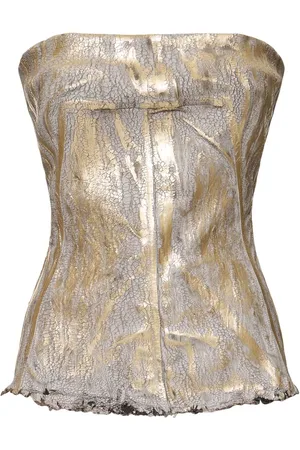 Rick Owens Denim Strapless Cotton Blend Bustier Top