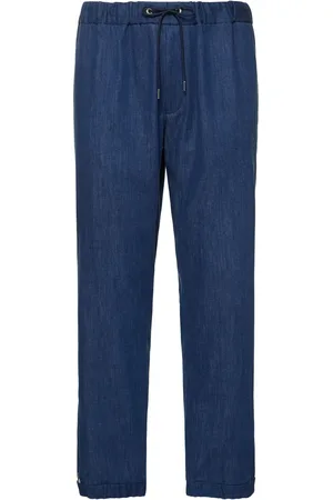 Moncler Cotton Blend Denim Jogging Pants