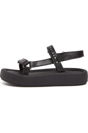 Maison Margiela Logo Print Faux Leather Strap Sandals