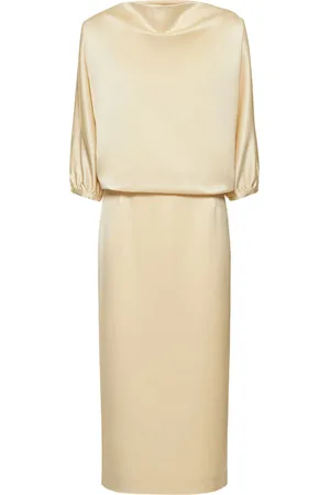 Totême Draped Satin Midi Dress