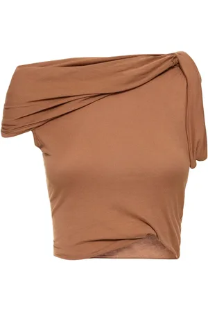 Rick Owens Sienna Twist-shoulder Crop Top